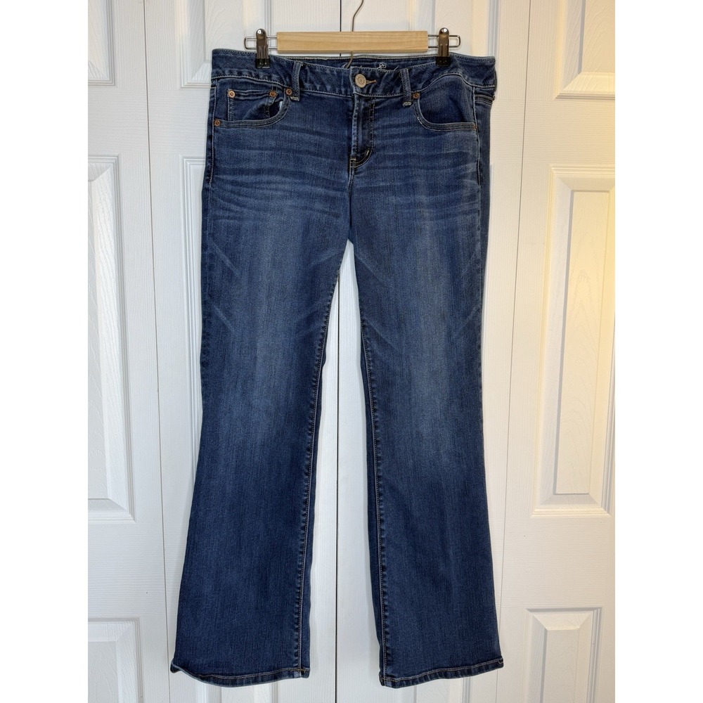 American Eagle Favorite Boyfriend Jeans Low Rise Straight Leg Worn Stretch Sz 12